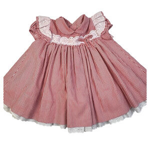 C.I Castro & Co Vintage Dress Baby Girl 24 Mo Red White Stripe Eyelet Party USA